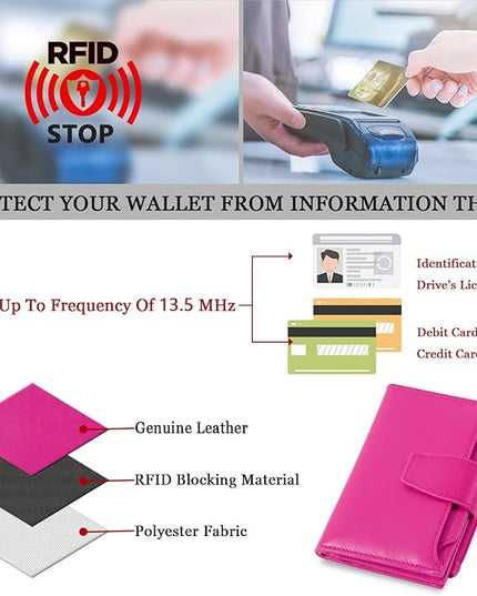 Airkit Small Wallet Women RFID Blocking Soft Leather Bifold Compact Card Holder Wallet for Women with Zipper Coin Pocket 4 ID Window