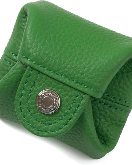 Cockatoo Genuine Leather Coin Pouch Change Holder, Mini Snap Pocket Wallet for Men Women (Verdant, Small)