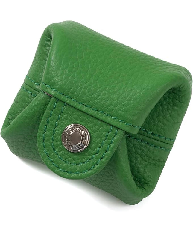 Cockatoo Genuine Leather Coin Pouch Change Holder, Mini Snap Pocket Wallet for Men Women (Verdant, Small)