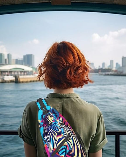 Animal Face Sling Bag Crossbody Bags Chest Bag Backpack for Travel Running and Hiking for Men Women Colorful Zebra