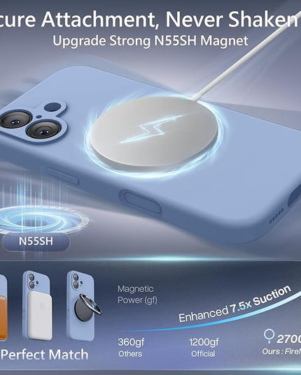 FireNova Magnetic for iPhone 17 Case, Compatible with MagSafe, [Integrated Silicone Camera Control Button] [Camera Protection] Anti-Scratch Microfiber Lining Phone Case, 6.3", Light Blue