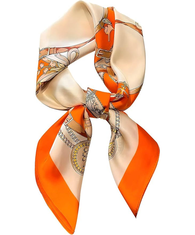 kcctoo 27.5" Mulberry Silk Feeling Head Scarf Women's Fashion Square Neck Satin Scarfs for Bag Hair Scarves Gift