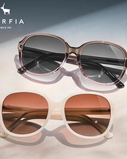 CARFIA Acetate Oversized Square Polarized Sunglasses for Women UV Protection Retro Trendy Big Shades