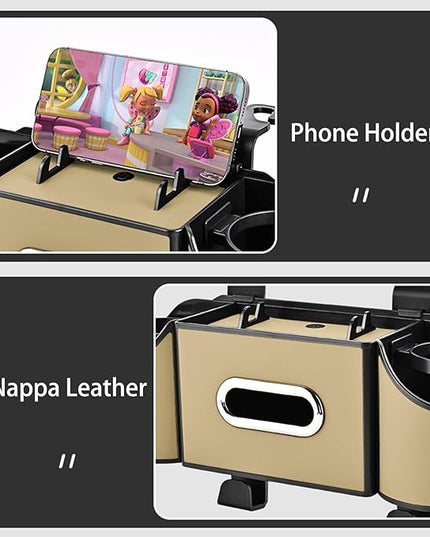 Back Seat Car Organizer,4 in 1 Multifunctional Car Back Seat Storage Box with Drink Cup Holder Tissue Box, for Hold Phone,Snacks, Drinks, Handbag-Meter