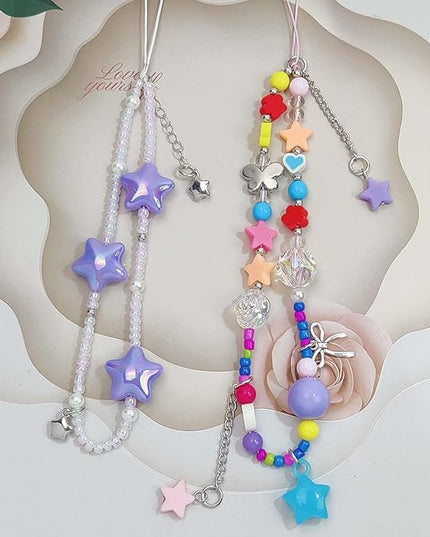 Phone Charms Cute Beaded Phone Lanyard Wrist Strap Aesthetic CellPhone Keychain Cute PhoneCharms for Women