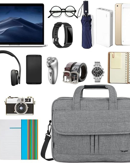 Taygeer Laptop Bag for Men, Water Resistant Crossbody Messenger Shoulder Bag for Business, Professional Premium Office Briefcase, Portable 15.6 Inch Carry On Laptop Case for Notebook/Computer, Grey