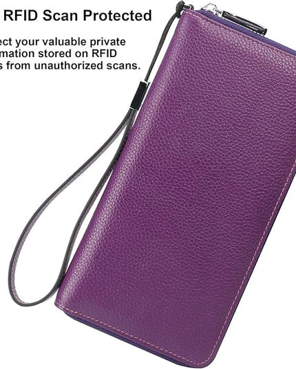 Lavemi Small Compact Women Wallet RFID Blocking Genuine Leather Bifold Purse with ID Windows