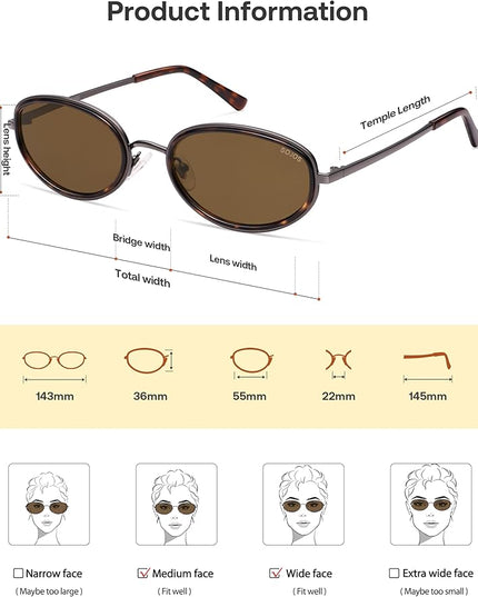 SOJOS Trendy Oval Polarized Sunglasses for Women Men, 80s 90s Chic Retro Vintage Sunnies SJ1248