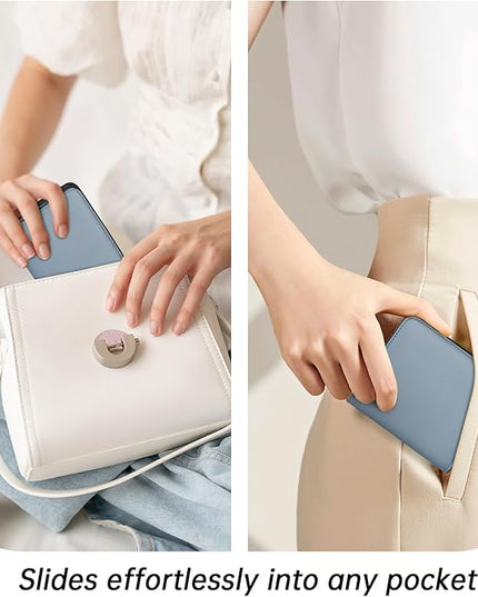 Toughergun Women’s Small Slim Leather Wallet with RFID Protection, Compact Bifold Mini Purse with Clear ID Window