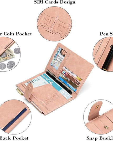 RFID Blocking Leather Passport Wallet Cover Case with Pen and Card Slots Travel Wallet for Women/Men Travel Must Haves Accessories