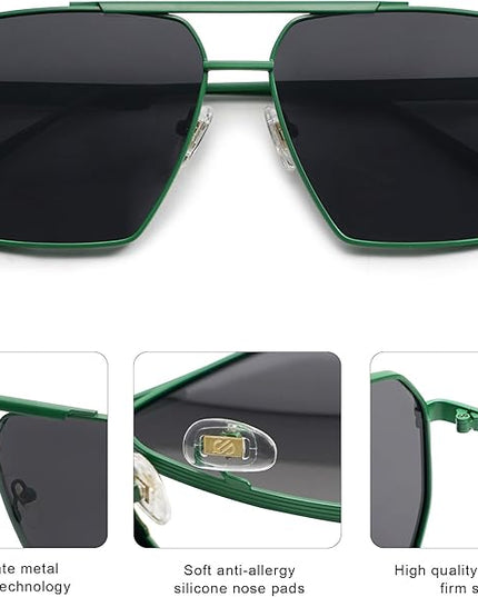 SOJOS Retro Oversized Square Polarized Sunglasses for Women Men Vintage Shades Classic Large Metal Sun Glasses