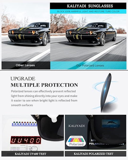 KALIYADI Sunglasses Men Polarized Sun glasses for Mens Womens Classic Matte Black Frame UV Protection 3pack