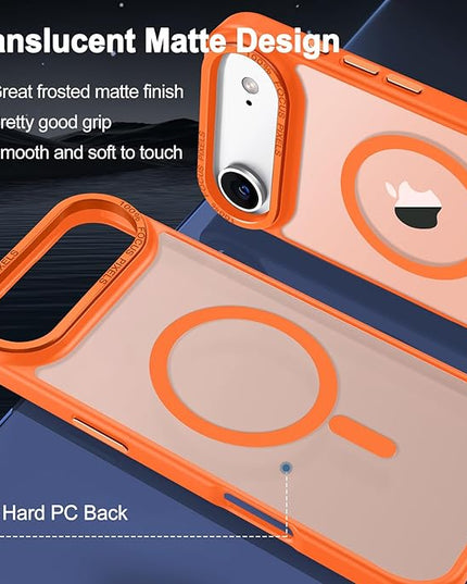 Hython Case for iPhone Air Case Magnetic Translucent Matte Phone Cases 6.5" [Compatible with MagSafe] Thin Slim Fit Shockproof Bumper Hard Protective Cover for Women Men Girls, Frosted Orange