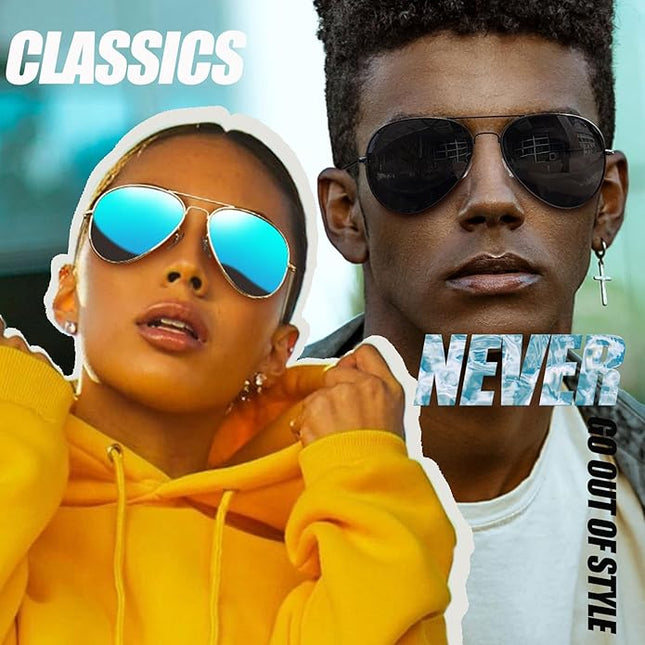 Joopin Polarized Metal Aviation Sunglasses Men, Classic Military Sun Glasses Women, Rectangle Shades UV400 Protection Costume
