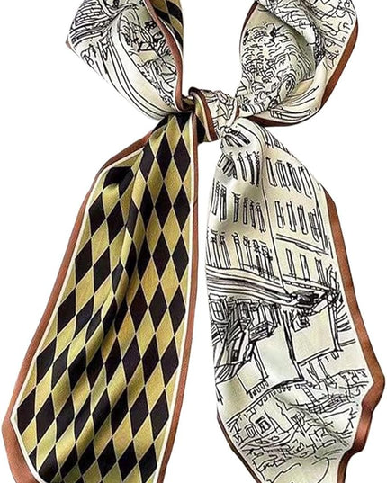 Head Scarf Purse Handle Neck Satin Hair Scarfs For Bag Lightweight Silky Long Thin Women's Fashion Scarves 59 * 5.9”