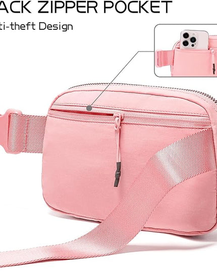 Belt Bag for Women Fanny Pack Crossbody Bags for Women Fashion Waist Packs with Adjustable Strap Gifts for Teenage Girls Women Men (Light Pink)