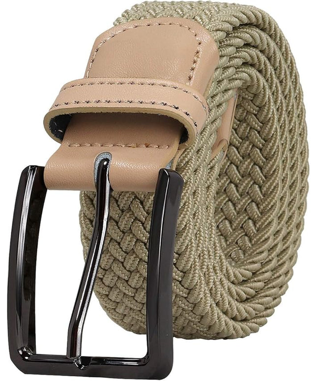 Falari Men Women Multicolored Elastic Stretch Braided Belt Canvas Fabric Woven No Holes Belt