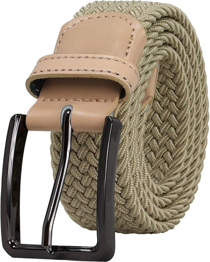 Falari Men Women Multicolored Elastic Stretch Braided Belt Canvas Fabric Woven No Holes Belt