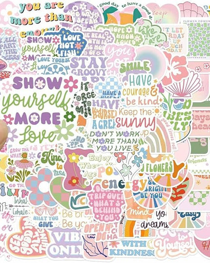 Cute Preppy Stickers Pack for Girls Women Kids 100pcs Vinyl Waterproof Aesthetic Stickers for Water Bottles Laptop Phone Pink Aesthetic Preppy Stuff, Things, Inspirational Positive Motivational Decals