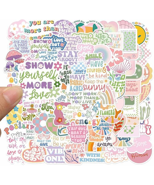 Cute Preppy Stickers Pack for Girls Women Kids 100pcs Vinyl Waterproof Aesthetic Stickers for Water Bottles Laptop Phone Pink Aesthetic Preppy Stuff, Things, Inspirational Positive Motivational Decals