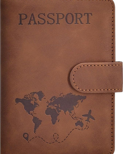 Passport Holder, Passport Cover with Credit Card Slot and Boarding Pass Slot Combo, Passport Wallet Case Book Travel Must Have, RFID Blocking Leather Travel Accessories, Brown