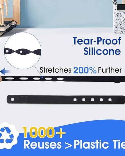 AROIC 30Pcs Reusable Silicone Cable Ties, 3-Size Adjustable Cord Organizer Set for Home Office & Travel Essentials - Under Desk Cable Management, Wire Organizer for Computer, Kitchen, Data Cords