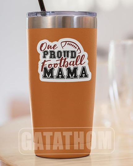(3PCS) One Proud Football Mama Sticker Football Mom Football Accessories Football Stickers Football Decal, Waterproof Vinyl Decal for Book Laptop Tumbler Scrapbook Water Bottle Phone Case, 3" x 2.4 "