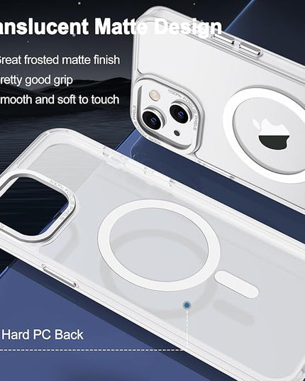 Hython Case for iPhone 15 Plus Case Magnetic Translucent Matte Phone Cases 6.7" [Compatible with MagSafe] Thin Slim Fit Shockproof Bumper Hard Protective Cover for Women Men Girls, Frosted White