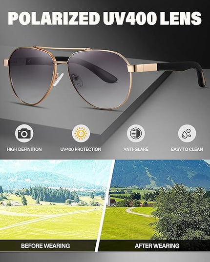Joopin Polarized Metal Aviation Sunglasses Men, Classic Military Sun Glasses Women, Rectangle Shades UV400 Protection Costume