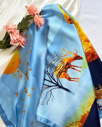 Julunar Silk Like Head Scarf for Women - Satin Large Hair Scarves - 35" Square Silk Hair Wrap for Sleeping with Gift Packed
