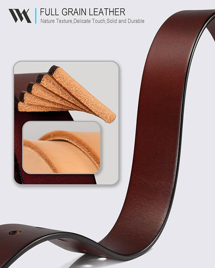 WOLFANT 1.5" Top Full Grain Leather Belt for Men in Gift Box,100% Italian Real Solid Leather