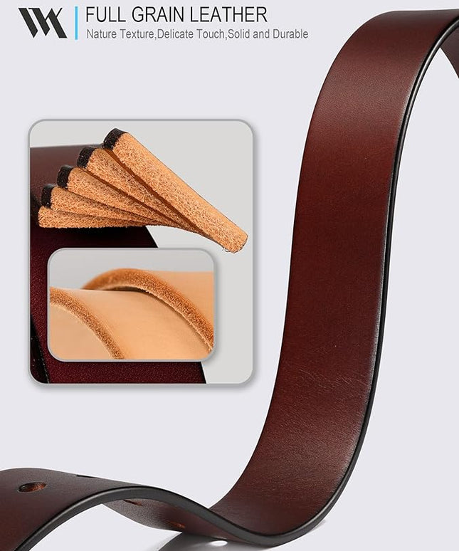 WOLFANT 1.5" Top Full Grain Leather Belt for Men in Gift Box,100% Italian Real Solid Leather