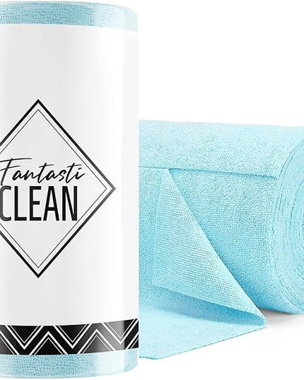 Fantasticlean Microfiber Cleaning Cloth Roll -75 Pack, Tear Away Microfiber Towels, 12" x 12", Reusable, Washable, Scratch Free, Ultra Absorbent Dishcloth for All-Around Cleaning Supplies (Blue)