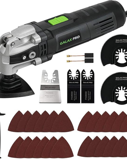 GALAX PRO 3.5A 6 Variable Speed Oscillating Multi Tool Kit with Quick Clamp System Change and 30pcs Accessories, Oscillating Angle:4° for Cutting, Sanding, Grinding
