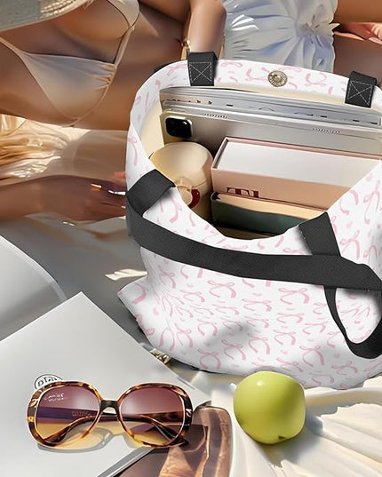 Canvas Tote Bag for Women，Cute Heavy-Duty Shoulder Bag with Zipper Pocket -Travel Tote for Grocery, Gym,Shopping