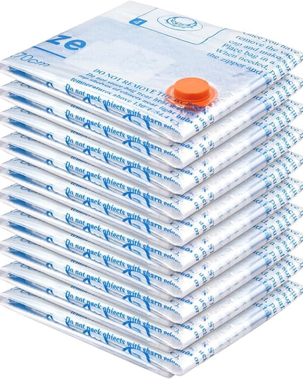 Vacuum Storage Bags , Small Space Saver Sealer Bags , Airtight Compression Bags for Clothes, Pillows, Comforters, Blankets, Beddings, Pack of 10