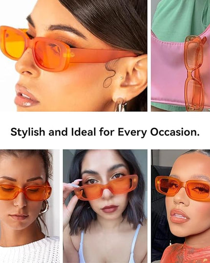 Dollger Rectangle Sunglasses for Women Men Trendy Retro Fashion Sunglasses UV 400 Protection Square Fram