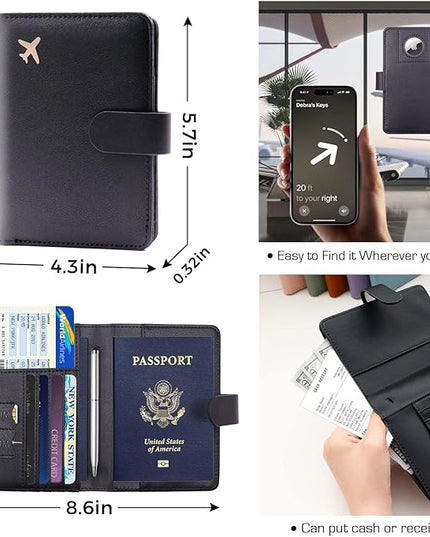 Melsbrinna Premium Leather Passport Holder Covers Case, Waterproof Rfid Blocking Travel Wallet Passport Holder with Pen Holder, Cute Passport Book for Women/Men
