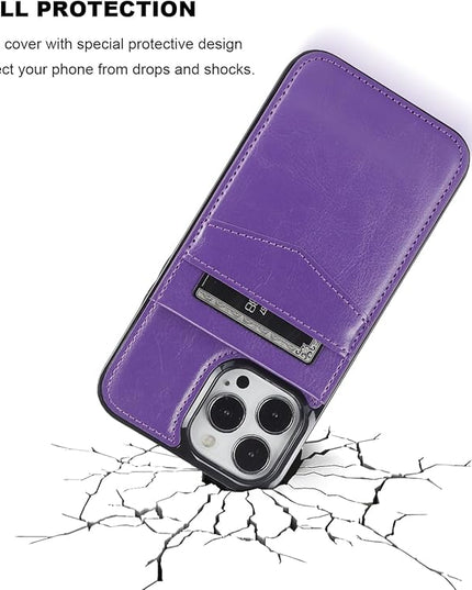 KIHUWEY Compatible with iPhone 13 Pro Max Case Wallet with Credit Card Holder, Premium Leather Magnetic Clasp Kickstand Heavy Duty Protective Cover for iPhone 13 Pro Max 6.7 Inch(Dark Purple)