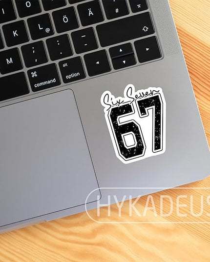 (3Pcs) Six Seven 67 Meme Stickers Funny Gen Alpha Slang 6 7 Vinyl Decals for Laptop, Water Bottle, Phone Case, Tumbler, Helmet, Scrapbooking, 3" x 2.5"