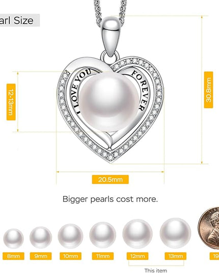 Gifts for Wife Pearl Double Heart I Love You Forever Necklace Jewelry for Women Anniversary Women Necklaces Birthday Gift Ideas, Mothers Day Valentines Christmas for Girlfriend Mom Daughter