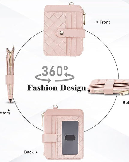Keychain Wallet with Bracelet RFID Blocking Wristlet Credit Purse Card Holder, Silicone Bead Tassel Key Ring for Women