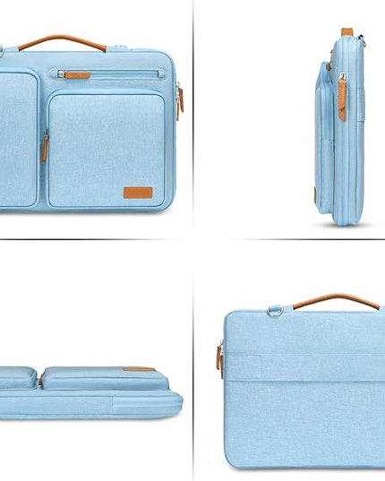 MOSISO 360 Protective Laptop Shoulder Bag,15-15.6 inch Computer Bags Compatible with MacBook Pro 16 inch, HP, Dell, Lenovo, Asus Notebook,Side Open Messenger Bag with 4 Zipper Pockets, Air Blue