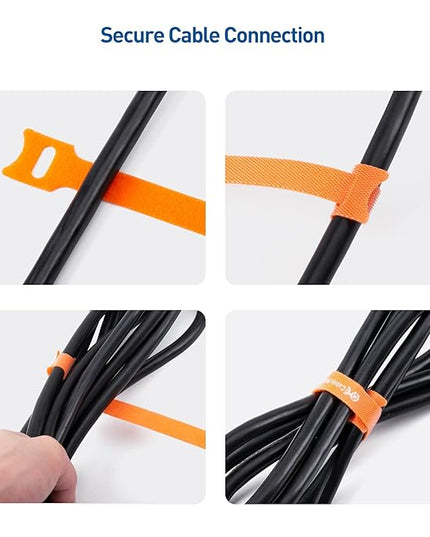 Cable Matters 100-Pack Hook-and-Loop Reusable Cable Ties, Sizes 4", 6", 8" with 42 lbs Tensile Strength - Multi-Color Cable Straps, Cord Organizers, Cord Management Ties