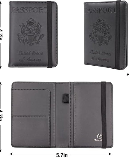 Melsbrinna Premium Leather Passport Holder Covers Case, Waterproof Rfid Blocking Travel Wallet Passport Holder with Pen Holder, Cute Passport Book for Women/Men