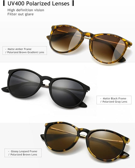 SUNGAIT Premium Vintage Round Sunglasses for Women Men Classic Retro Trendy Style