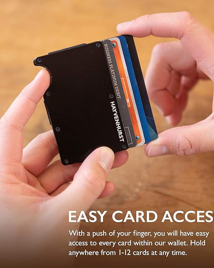Hayvenhurst Wallet For Men - Reinvented Design Men's Wallet - Slim, Minimalistic & Seamless Card Case, Blocks RFID Scanners, Holds 12 Cards (Obsidian)