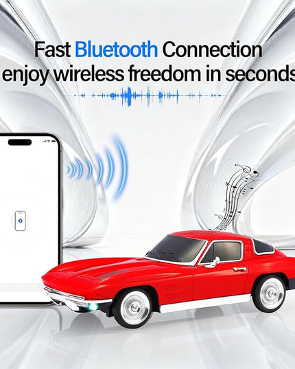 Retro American Style car Bluetooth Speaker, Portable Wireless Outdoor Speaker, TWS Stereo, Support USB/TF/AUX, Party Bluetooth Speaker with Microphone,Classic car Gifts for Men(RED)