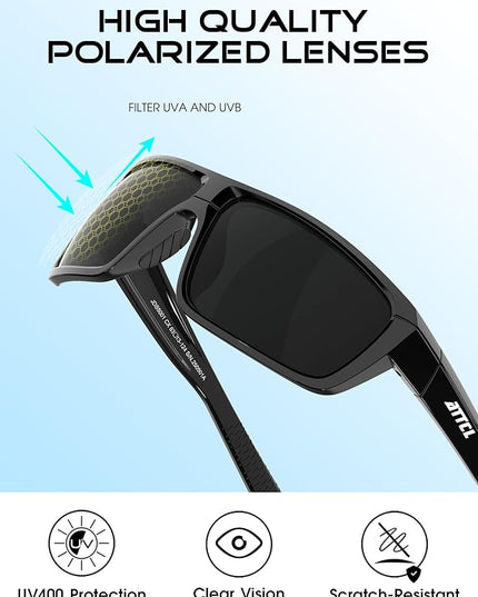 ATTCL Polarized Sunglasses Men for Fishing: UV Protection Lightweight TR90 Sports Wrap Sun Glasses Driving Golf Running