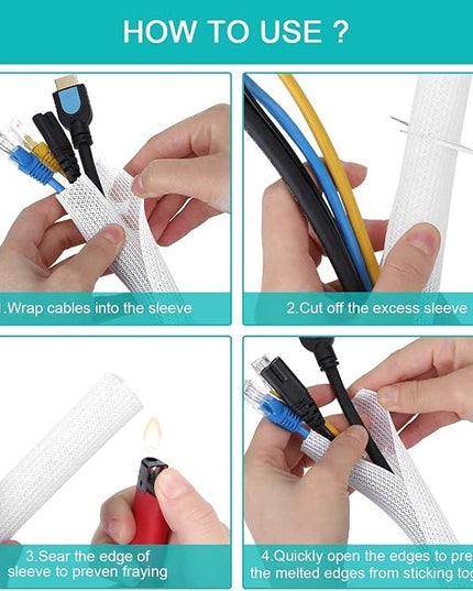 6.6ft - 4/5 inch Gold Cable Sleeve, Cable Organizer for Desk PC TV Computer, Wire Protector Cable Wrap Cover, Cord Management for Home Office